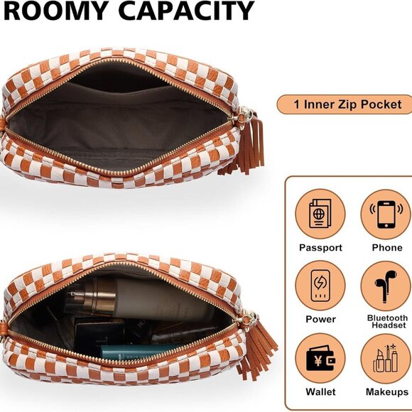 Handmade Vegan Leather Woven Crossbody Bag - Perfect Size Essentials Organizer - Picture 5 of 7